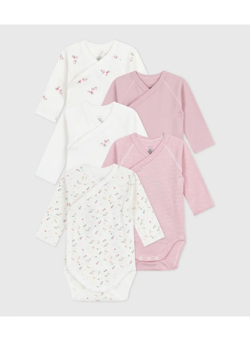 Petit Bateau Pack of babies' long-sleeved printed cotton wrapover bodies