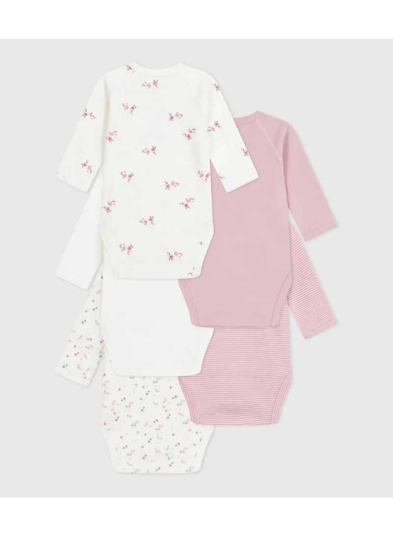Petit Bateau Pack of babies' long-sleeved printed cotton wrapover bodies