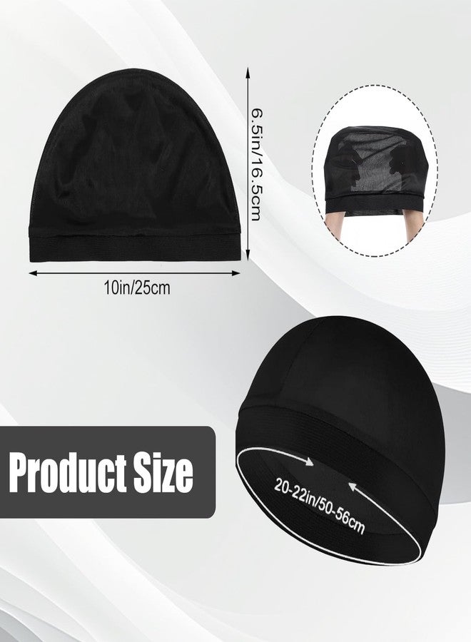 ROBOHOOK 4 Pcs Wave Cap,Silk Wave Sleep Hair Cap for Black Men, Mens Night Elastic Band Satin Skull Caps Unisex Shower(Black) - Image 2