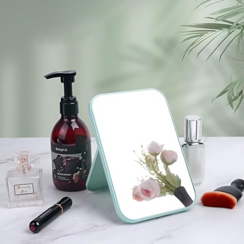 Simois Multipurpose Plastic Table Mirror | Foldable Makeup & Skincare Mirror for Shaving, Hair Styling | Rectangular Vanity Mirror for Travel, Camping, Bedroom & Bathroom (Pack of 1, Blue) - Image 3
