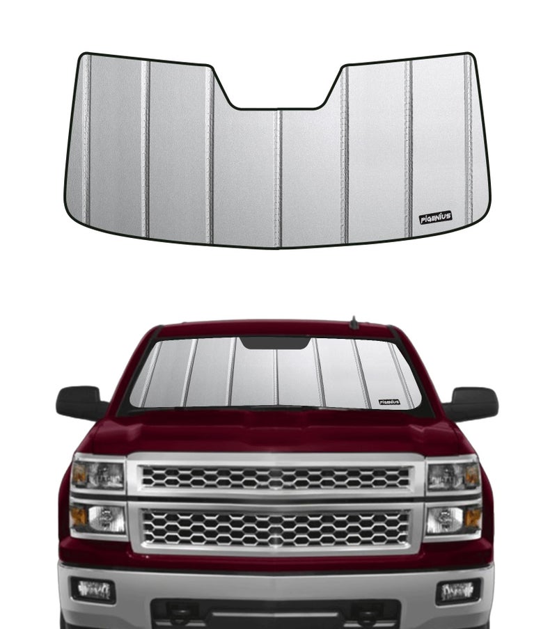 Pigenius Windshield Sun Shade for Chevy SilveradoGMC Sierra 1500 20142018SilveradoSierra 25003500 20152019Sierra 1500 LTD 2019Silverado 1500 LD 2019Without Sensor6 Layers Sun Shield