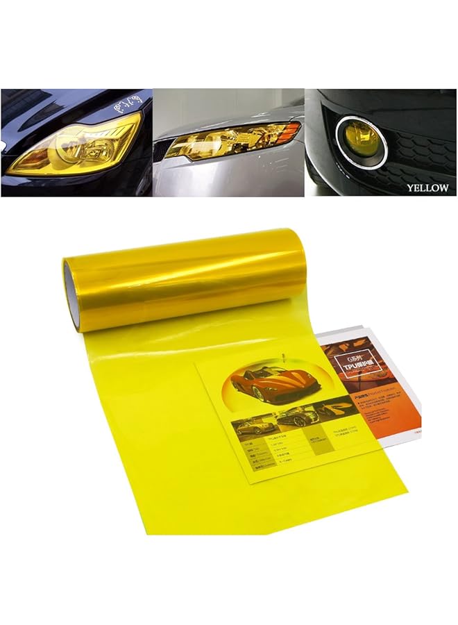 Generic Car Light Tint Film Headlight Fog Light Taillight Yellow Tinted Vinyl Tail Back Color Sticker Self Adhesive Shiny Chameleon Accessories Parts 48 Inch X12 Inch 1Pc  - Image 1