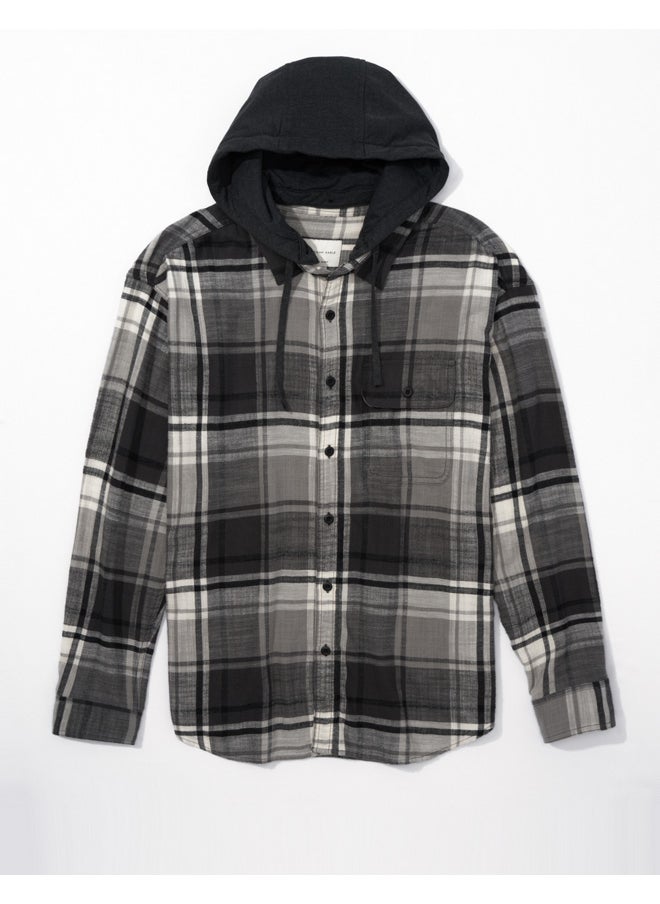 American Eagle - AE Super Soft Hooded Flannel Shirt - Image 1
