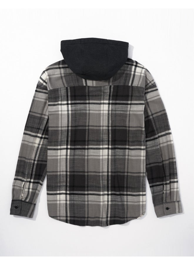 American Eagle - AE Super Soft Hooded Flannel Shirt - Image 1