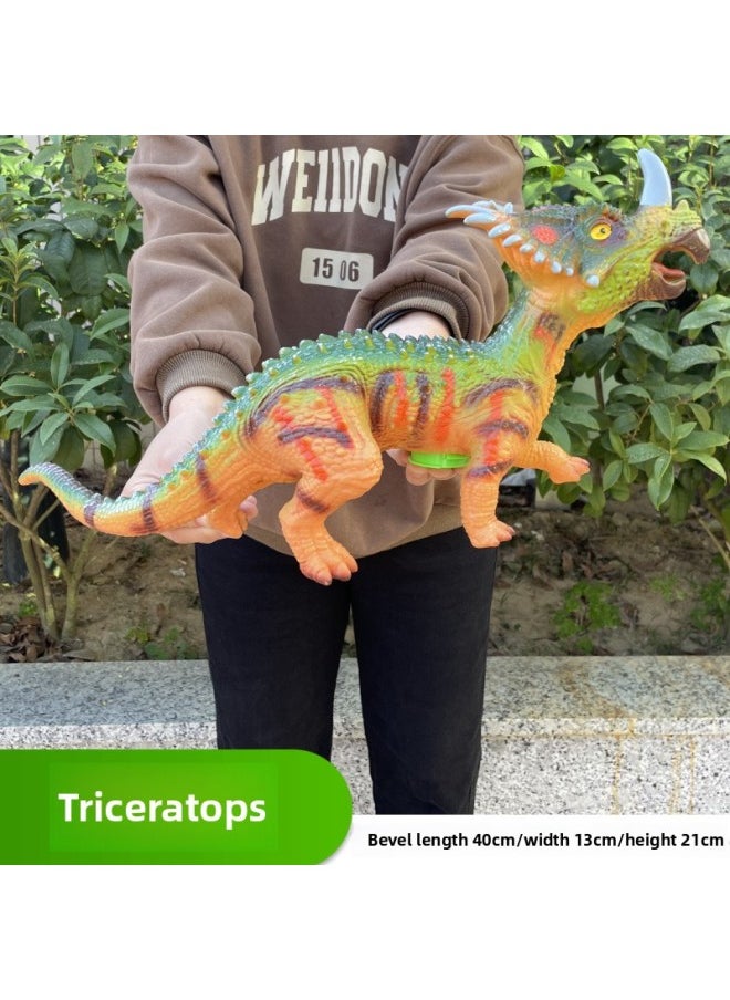 Generic - Children's Soft Rubber Large Simulation Dinosaur Toy Sound Dinosaur Model Tyrannosaurus Stegosaurus Soft Rubber Animal-Color:Soft Rubber Retro Raptor - Image 1