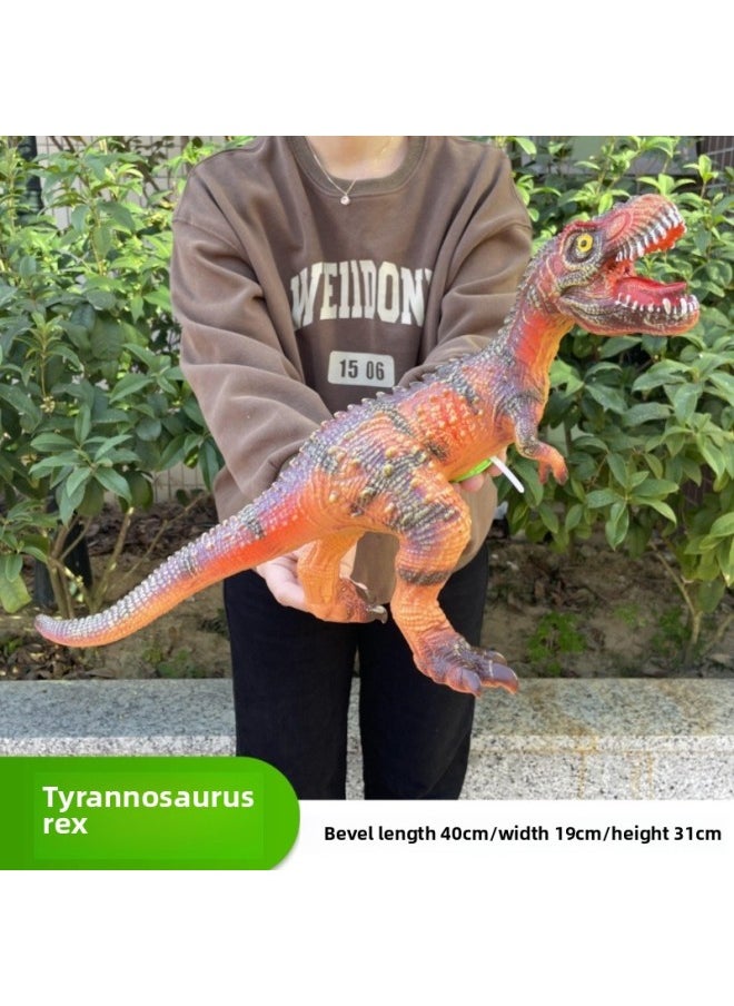 Generic - Children's Soft Rubber Large Simulation Dinosaur Toy Sound Dinosaur Model Tyrannosaurus Stegosaurus Soft Rubber Animal-Color:Soft Rubber Retro Raptor - Image 1