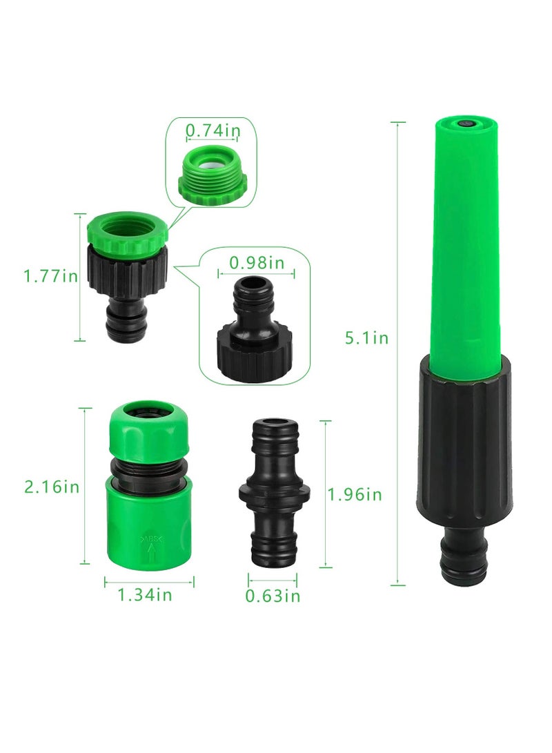 SYOSI مجموعة موصلات خرطوم الحديقة الكاملة: تركيبات بلاستيكية مع نهاية الخرطوم، موصلات، محولات ثنائية، فوهة رش، ومقسم خرطوم Y لتوصيلات صنبور سلسة - أخضر - Image 3