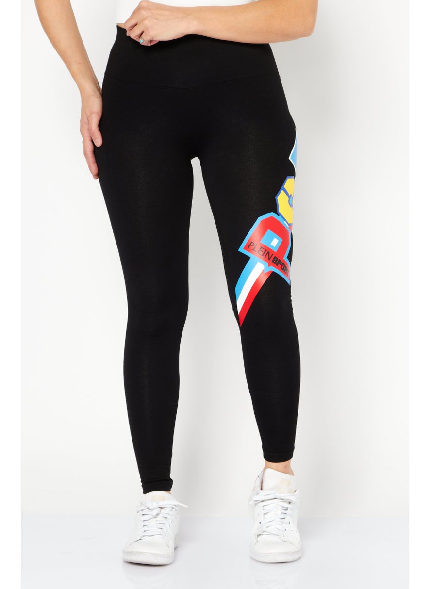 Plein Sport - Women Sportswear Fit Training Leggings, Black Combo - Image 1