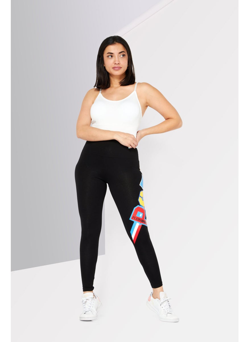 Plein Sport - Women Sportswear Fit Training Leggings, Black Combo - Image 1