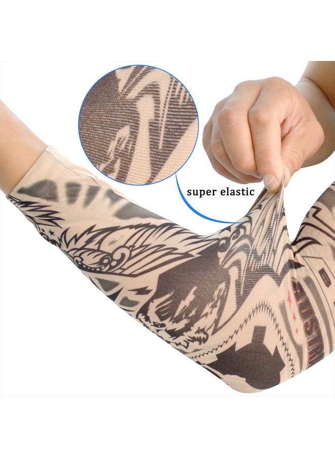 HOVEOX 20pcs Temporary Tattoo Arm Sleeves Arts Fake Slip on Arm Sunscreen Sleeves Body Art Stockings Protector -Designs Tribal, Tiger, Dragon, Skull, and Etc Unisex Stretchable Cosplay Accessories - Image 3