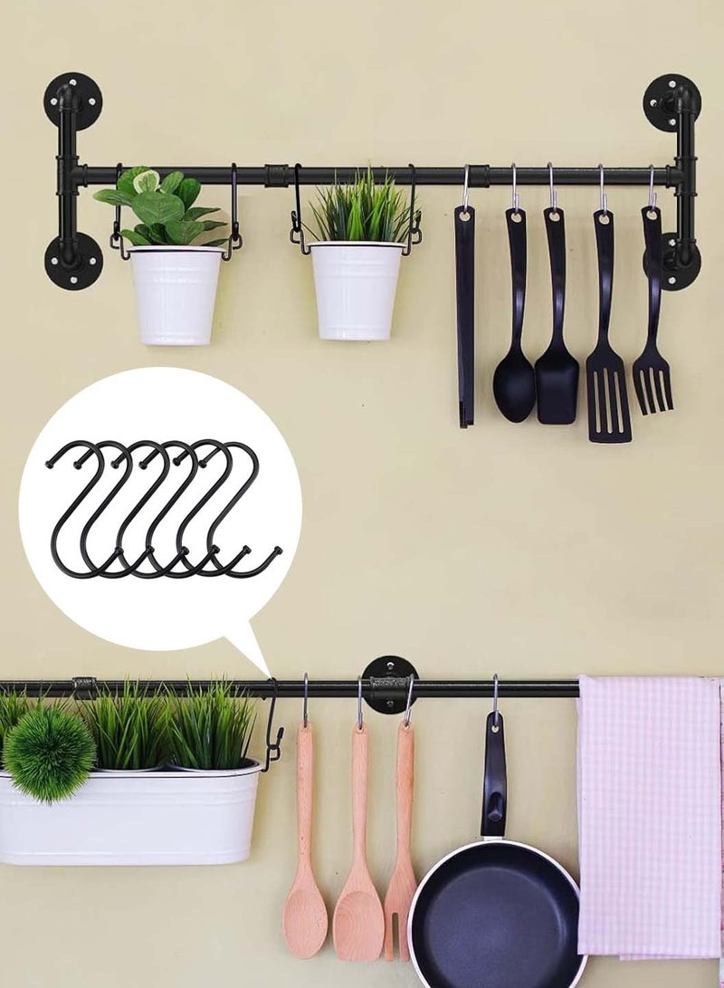 LEOKOR Clothes Rack, Wall Mounted Industrial Pipe Clothing Rack, Heavy Duty Iron Pipe, Multi-Purpose Hanging Clothes Rack with free 6 Hooks, Space-Saving Closet Rod for Laundry Room Bedroom Living Room - Image 3