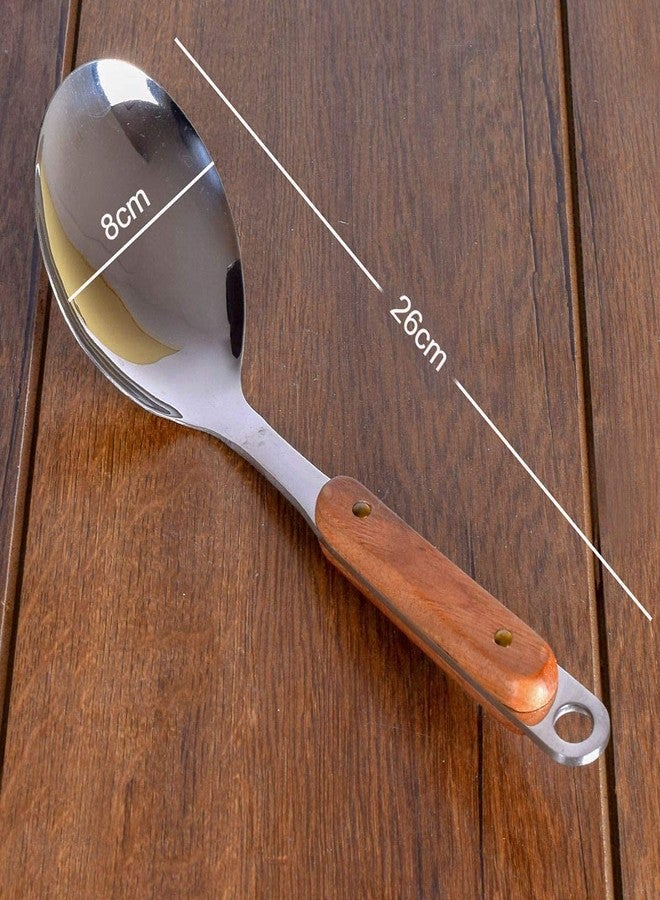 Naidev 6 Piece Kitchen Cooking Stainless Steel Utensils Set Wooden Handle Cooking Tools Gadgets Spatula Set with Hook,Shovel,Slotted Turner,Slotted Skimmer,Ladle,Rice Spoon and Cooking Spoon - Image 5
