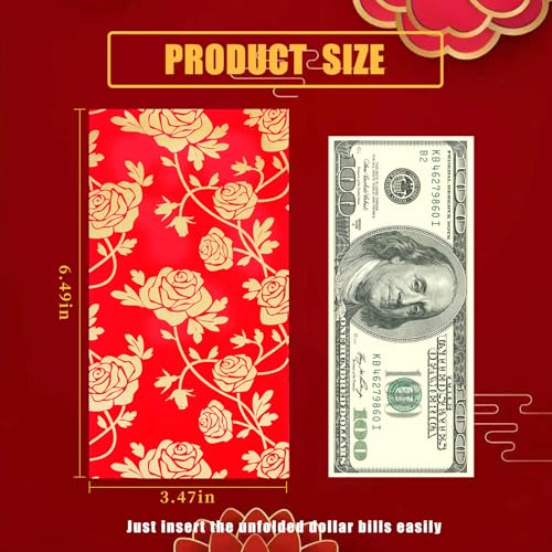 Tyalfrich Chinese New Year Red Envelopes, Red Envelopes Chinese New Year Decorations 2026 Lunar New Year Gifts New Years Eve Party Supplies Lucky Money Envelope with 6 Golden Patterns (18 Pcs 6.5 * 3.5in) - Image 2