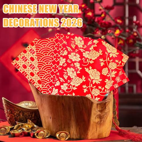 Tyalfrich Chinese New Year Red Envelopes, Red Envelopes Chinese New Year Decorations 2026 Lunar New Year Gifts New Years Eve Party Supplies Lucky Money Envelope with 6 Golden Patterns (18 Pcs 6.5 * 3.5in) - Image 4
