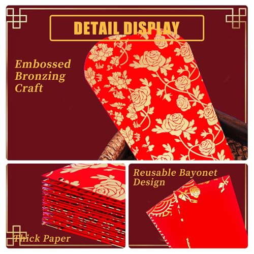 Tyalfrich Chinese New Year Red Envelopes, Red Envelopes Chinese New Year Decorations 2026 Lunar New Year Gifts New Years Eve Party Supplies Lucky Money Envelope with 6 Golden Patterns (18 Pcs 6.5 * 3.5in) - Image 3