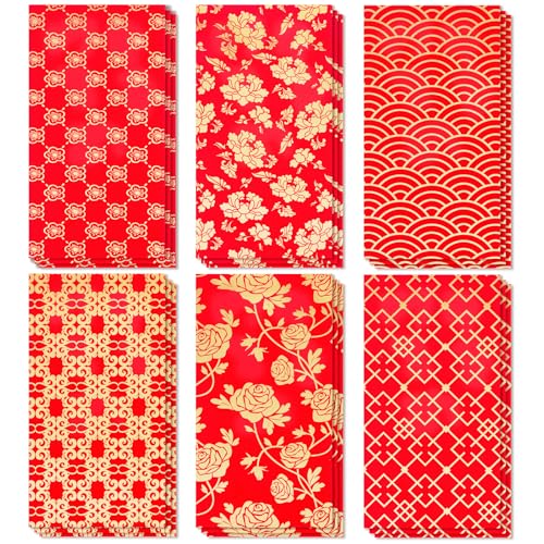 Tyalfrich Chinese New Year Red Envelopes, Red Envelopes Chinese New Year Decorations 2026 Lunar New Year Gifts New Years Eve Party Supplies Lucky Money Envelope with 6 Golden Patterns (18 Pcs 6.5 * 3.5in) - Image 1