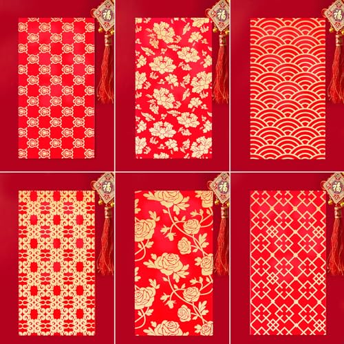 Tyalfrich Chinese New Year Red Envelopes, Red Envelopes Chinese New Year Decorations 2026 Lunar New Year Gifts New Years Eve Party Supplies Lucky Money Envelope with 6 Golden Patterns (18 Pcs 6.5 * 3.5in) - Image 5