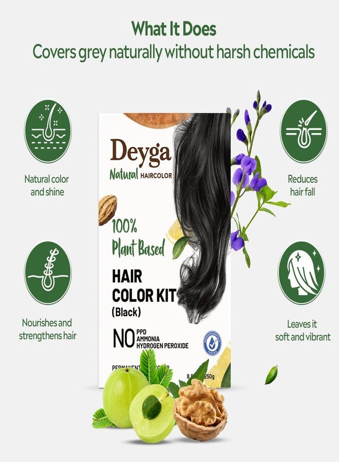 Deyga Natural Hair Color Kit | 100% Plant based | Asia’s 1st Plant-Based Hair Color | Permanent | No Ammonia, No PPD | No Scalp Stain | Natural Black - Image 2