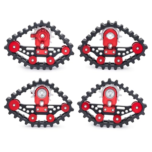 AMK SCX24 Snow Tracks Wheels Set 4PCS RC Tracked Wheels Track Conversion Kit for 124 Scale Axial SCX24 Crawler Aluminum Rubber Snow Sand Mud Track Upgrade Red - Image 5