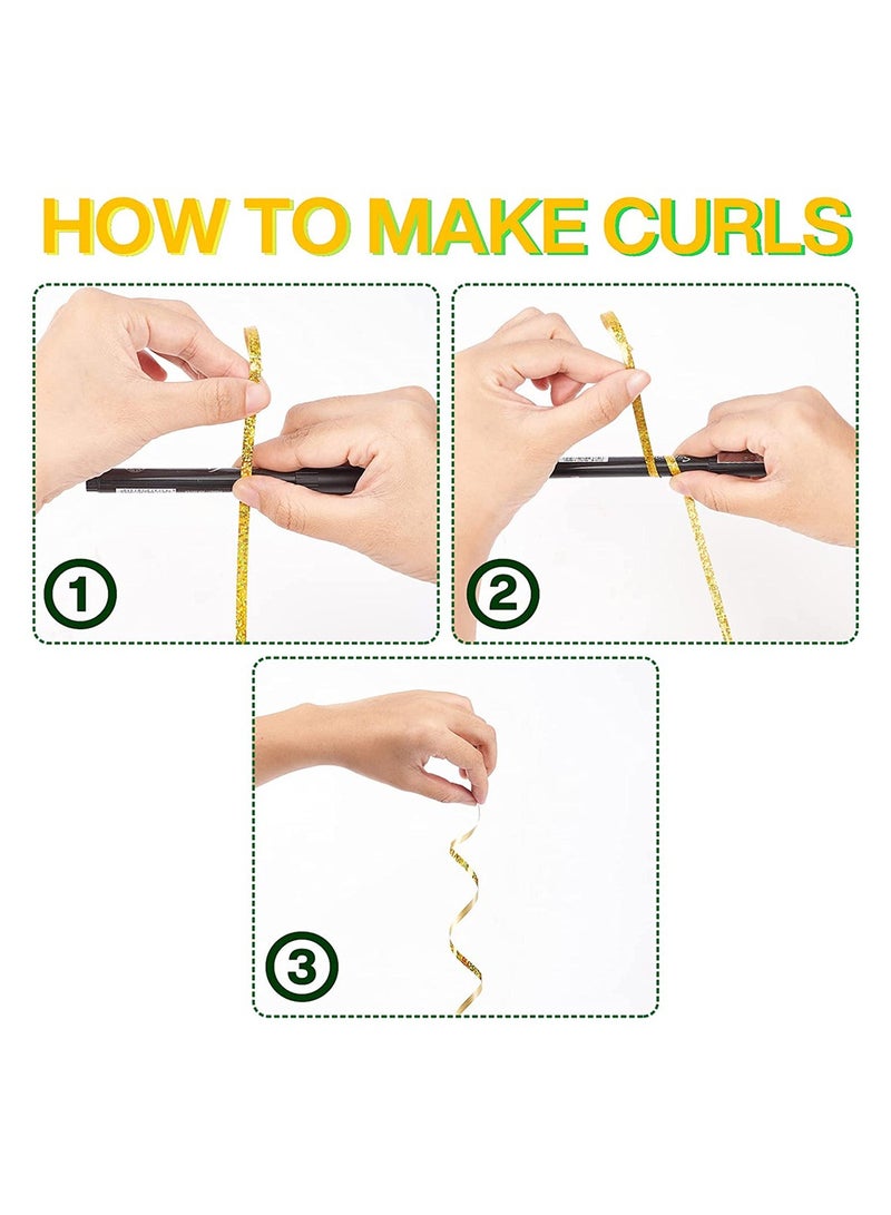 كاست ويف شريط ذهبي ، شريط تجعيد 5 مم × 500 ياردة للحرف اليدوية ، وشريط مجعد ، وشريط لامع لتغليف الهدايا ، وشريط لخيط البالونات ، وشعر ، وزهور بائع الزهور (لفة واحدة) - Image 4