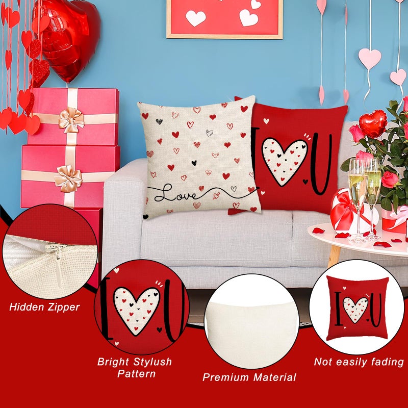 RGQSUN Set of 8 Valentines Day Pillow Covers & St Patricks Day Pillow Covers 18 x 18inch,Love Heart Throw Pillowcase Decorative Shamrock Lucky Pillow Cases for Farmhouse Home Sofa Bed Decoration - Image 3