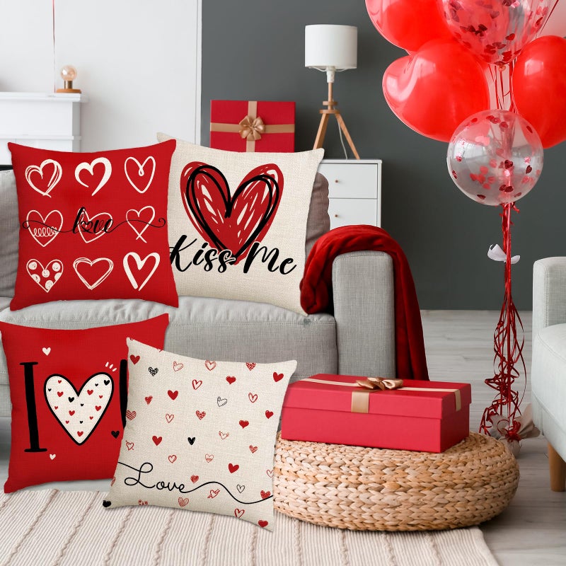 RGQSUN Set of 8 Valentines Day Pillow Covers & St Patricks Day Pillow Covers 18 x 18inch,Love Heart Throw Pillowcase Decorative Shamrock Lucky Pillow Cases for Farmhouse Home Sofa Bed Decoration - Image 5