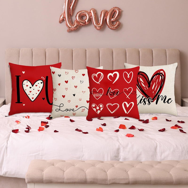 RGQSUN Set of 8 Valentines Day Pillow Covers & St Patricks Day Pillow Covers 18 x 18inch,Love Heart Throw Pillowcase Decorative Shamrock Lucky Pillow Cases for Farmhouse Home Sofa Bed Decoration - Image 4