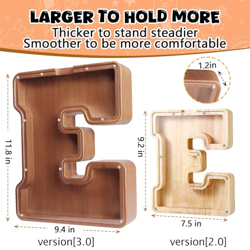 UBeesize 12in Extra Large Wooden Piggy BankLetter Piggy Bank for Boys GirlsMoney Coin Bank for KidsChristmasBirthdayChildrens Gift and Home Office DecorationC - Image 5