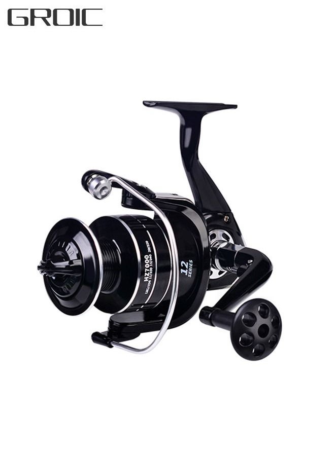 GROIC Fishing Reel Wheel Full Metal Wear Resistant Foldable Spinning Wheel Waterproof with Wooden Handle for Seawater Freshwater-4000  - Image 1