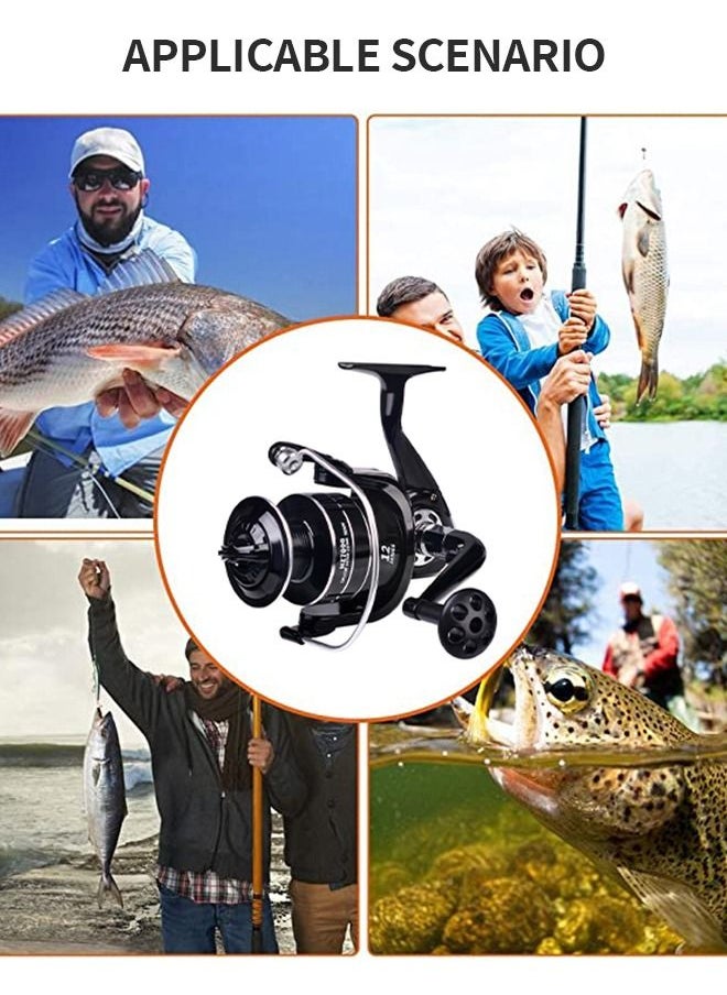 GROIC Fishing Reel Wheel Full Metal Wear Resistant Foldable Spinning Wheel Waterproof with Wooden Handle for Seawater Freshwater-4000  - Image 5