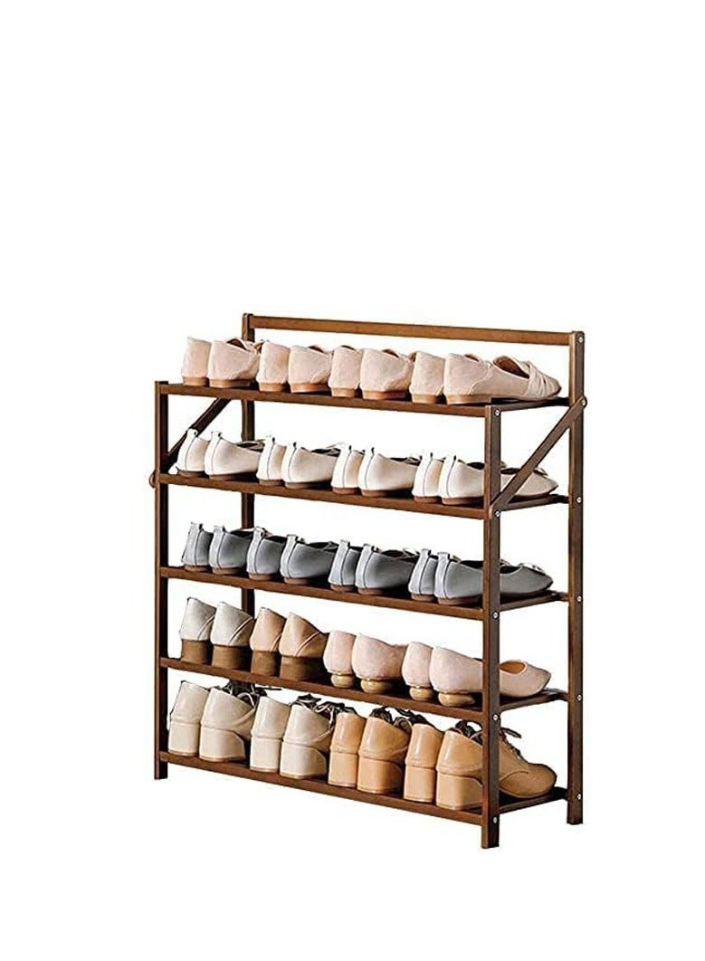 FFD Foldable Bamboo Shoe Rack 5Tier Bamboo Shoe Rack Installation-Free Shoe Shelf Storage Organizer for Unit Entryway Hallway & Closet Sturdy Freestanding Shoe shelf - Image 1