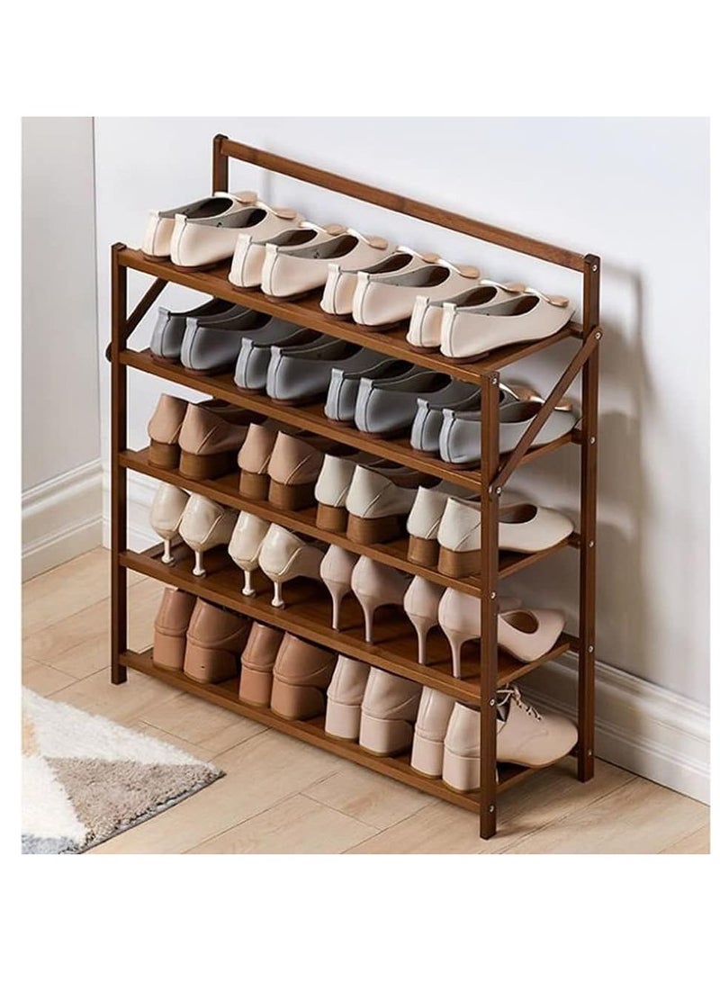 FFD Foldable Bamboo Shoe Rack 5Tier Bamboo Shoe Rack Installation-Free Shoe Shelf Storage Organizer for Unit Entryway Hallway & Closet Sturdy Freestanding Shoe shelf - Image 3