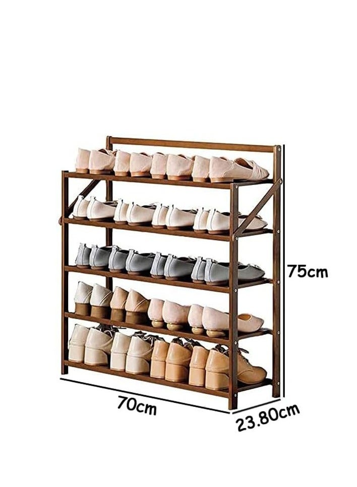 FFD Foldable Bamboo Shoe Rack 5Tier Bamboo Shoe Rack Installation-Free Shoe Shelf Storage Organizer for Unit Entryway Hallway & Closet Sturdy Freestanding Shoe shelf - Image 2