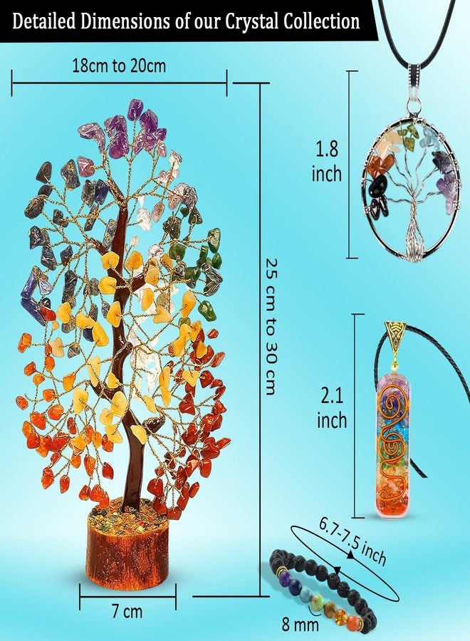 Real Crystal Seven Chakra Healing Tree Kit with 7 Chakra Bracelet and 2 Pendant Necklace - Gemstones Money Bonsai Tree Decor for Spiritual Good Luck Gift, Birthday Gift for Women, Men, Home, Office - Image 4