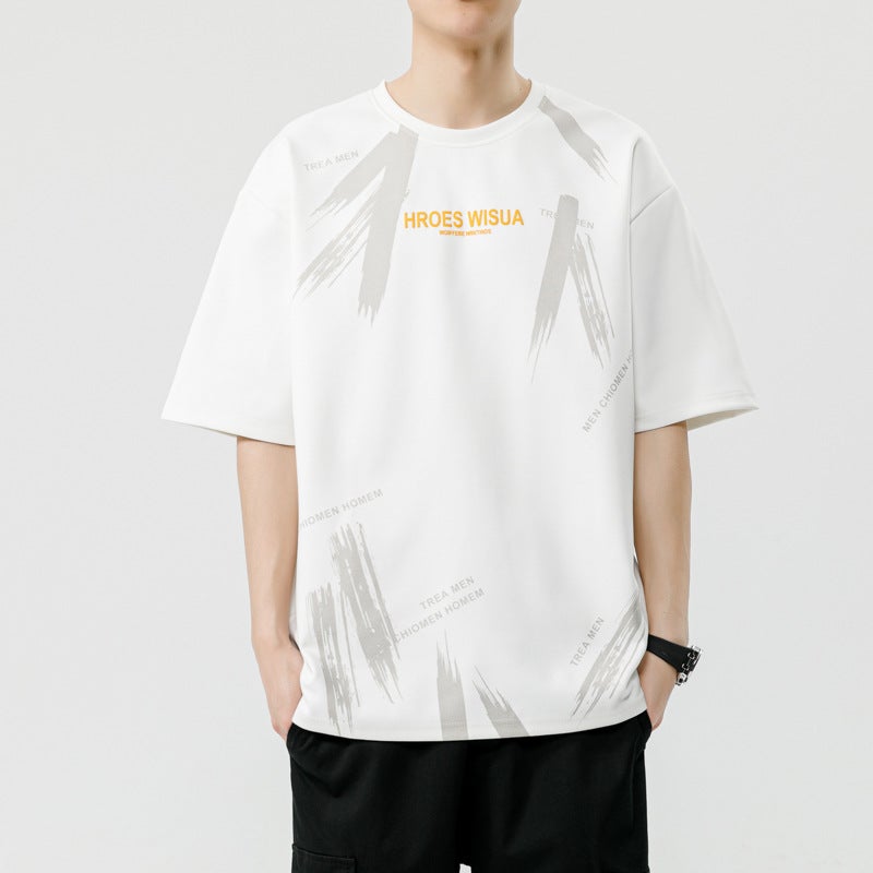 6886 Running Volume Special Loose Trend Letter Printing Round Neck Short Sleeve T-Shirt Trend - Image 1