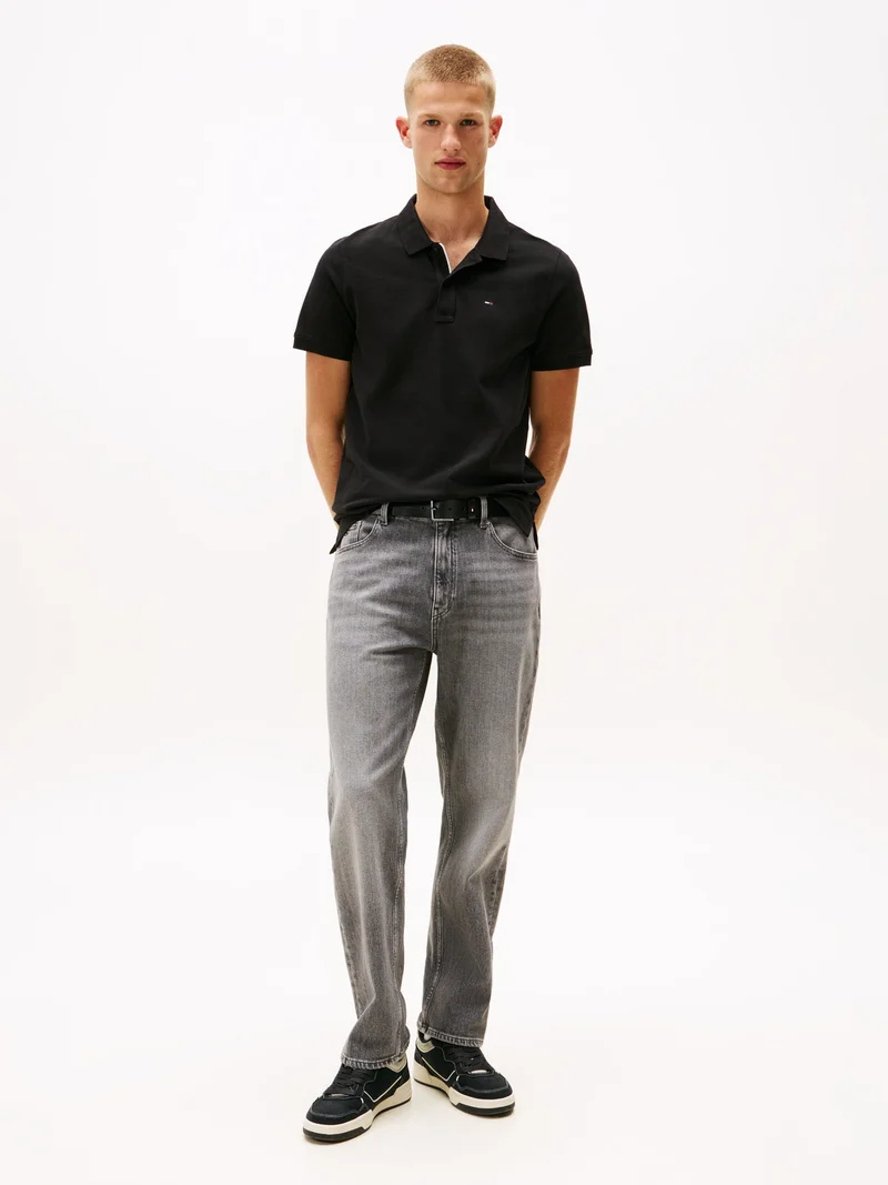 TOMMY JEANS black Slim Polo Shirt for Men | Best Price UAE