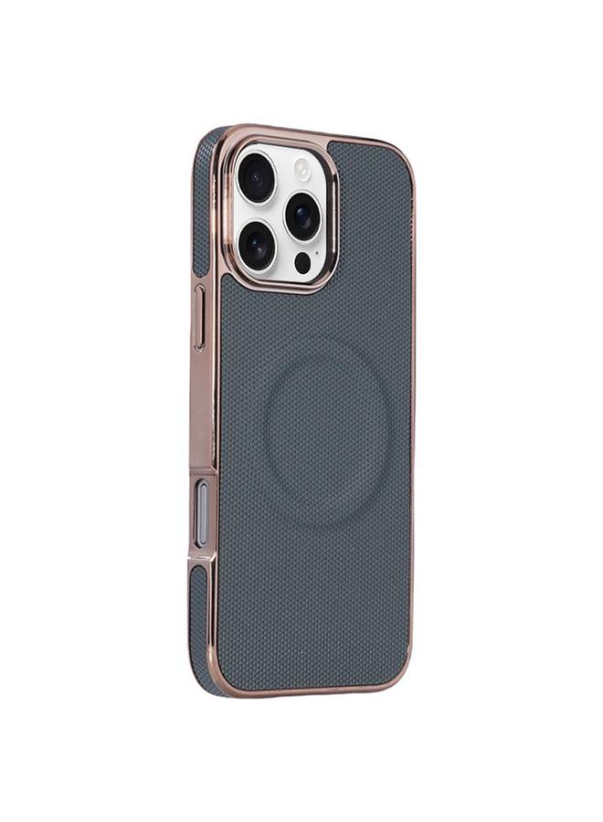 S-TOP Case For iPhone 16 Pro Max Electroplating Soft Side Sticker Leather MagSafe Phone Case - Image 1