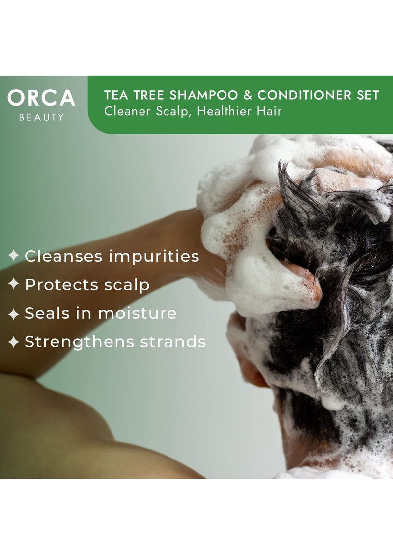 Orca Beauty - Tea Tree Conditioner, 16oz - Hydrating and Invigorating Natural Conditioner for Men & Women with Oily Hair and Dry Scalp, Enriched with Vitamin E, Coconut Oil, Silk Proteins, and Rosemary - Image 1