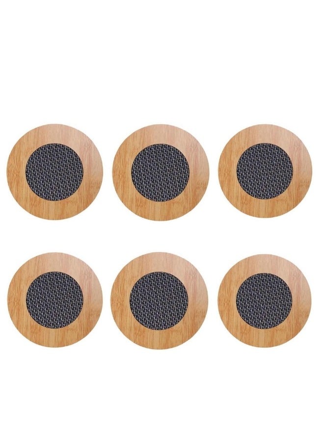 Generic Thickened bamboo High temperature resistance Oil-proof Round Bamboo Wooden Coaster 6pcs  - Image 1