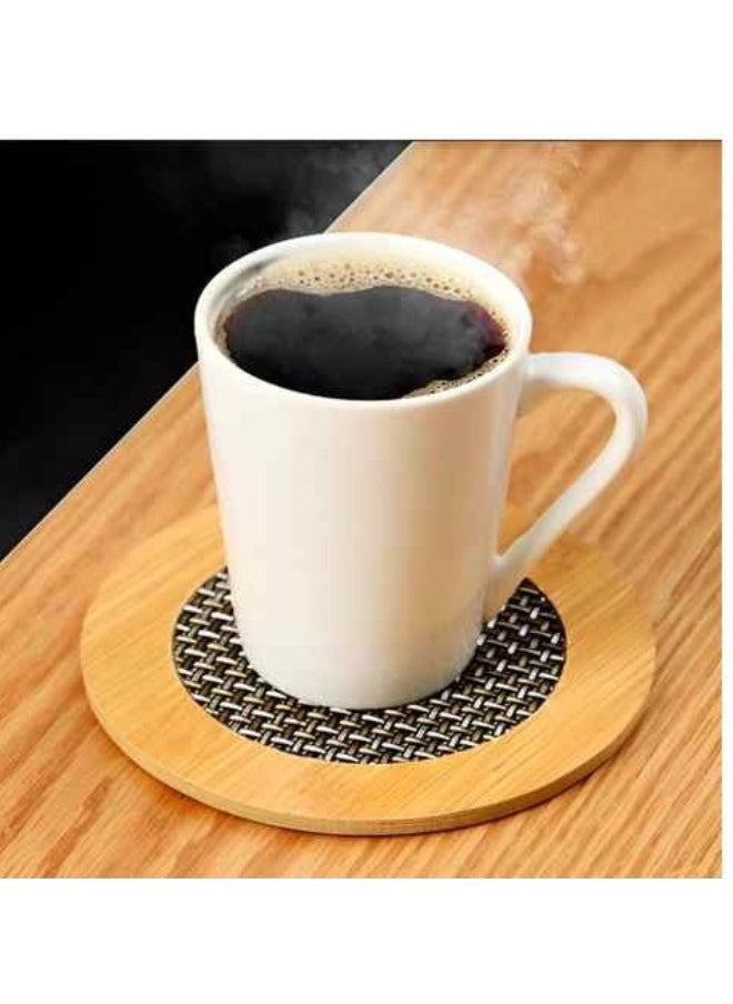 Generic Thickened bamboo High temperature resistance Oil-proof Round Bamboo Wooden Coaster 6pcs  - Image 4