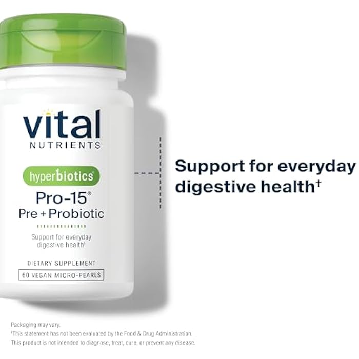 Hyperbiotics Vital Nutrients Pro-15 Prebiotics and Probiotics for Women and Men | 15 Science Backed Strains | Supports Occasional Constipation, Diarrhea, Gas & Bloating | 60 Vegan Time Release Pearls - Image 4