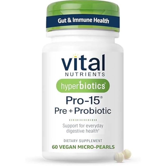 Hyperbiotics Vital Nutrients Pro-15 Prebiotics and Probiotics for Women and Men | 15 Science Backed Strains | Supports Occasional Constipation, Diarrhea, Gas & Bloating | 60 Vegan Time Release Pearls - Image 1