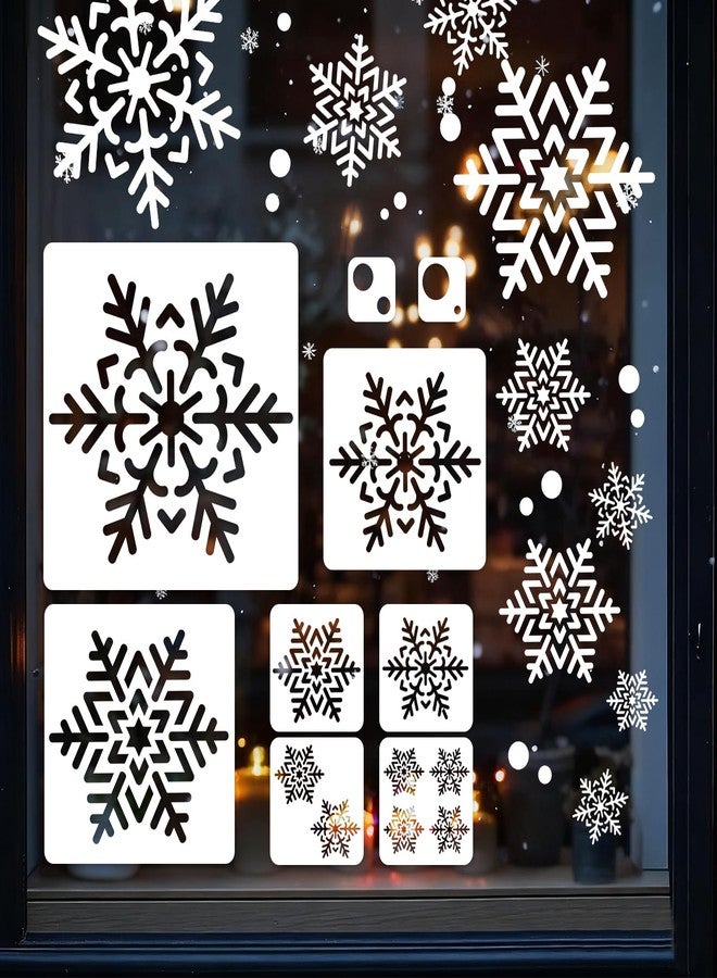 CODOHI 9 Pcs Large Snowflake Stencils for Window, Snow Flake Templates for Glass Large Snowflake Window Decorations Xmas Stencils Winter Decor for Painting on Wood Wall Card (Style 2) - Image 1