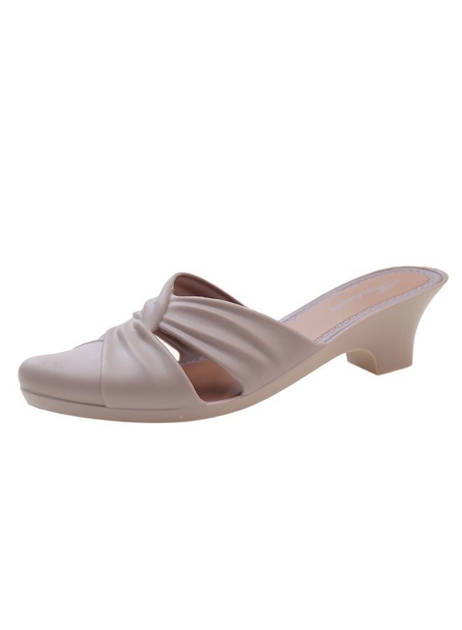 NIBEMINENT Summer Elegant Women Fashion Pointed Toe Half Slippers Woman Comfortable Mid Heel Casual Sandals Lady Office Shoes  - Image 1