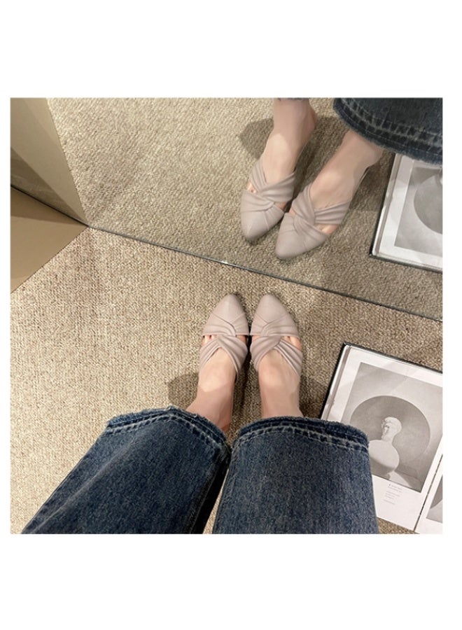 NIBEMINENT Summer Elegant Women Fashion Pointed Toe Half Slippers Woman Comfortable Mid Heel Casual Sandals Lady Office Shoes  - Image 3