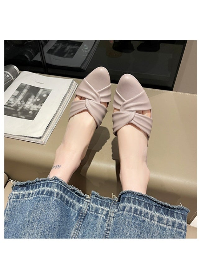 NIBEMINENT Summer Elegant Women Fashion Pointed Toe Half Slippers Woman Comfortable Mid Heel Casual Sandals Lady Office Shoes  - Image 4