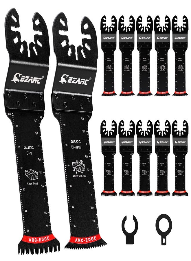 EZARC Oscillating Saw Blades - 10PCS Extra-Long Reach Arc Edge Multitool Blades with Japanese Teeth, CRV and Bi-Metal Clean Cut for Wood and Metal, Universal Quick Release Oscillating Tool Blades Kits - Image 1