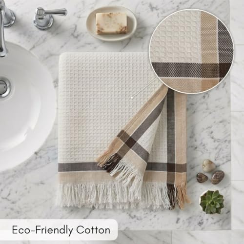 Athom Trendz Athom Living Light Weight Cotton Premium Waffle Border Bath Towel 75x150 cm Pack of 4 Multi8 - Image 3