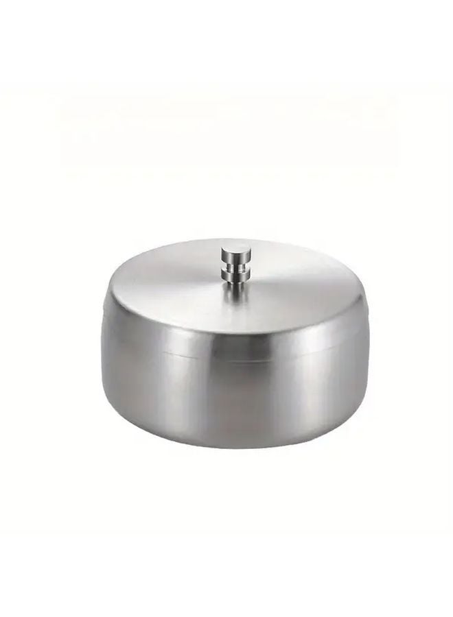 Stainless Steel Ashtray With Lid Silvery Smoking Accessory For Home Office Bar - Image 1