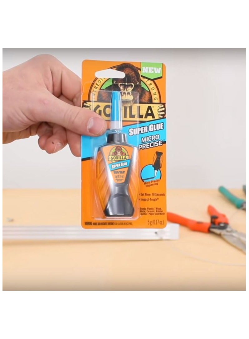 Gorilla Glue Gorilla Super Glue Micro Precise, 5g | Strong Instant Adhesive for Plastic, Wood, Metal, Ceramic, Rubber, Leather & More - Image 5